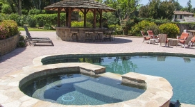 Poway Remodel Add Spa, Fire Pit, Palapa, BBQ Island