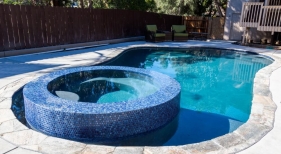 Lakeside Freeform Pool with Added Perimeter Overflow Spa Added